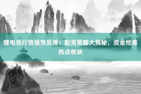 锂电池行情强势反弹！配资策略大揭秘，资金抢筹热点板块