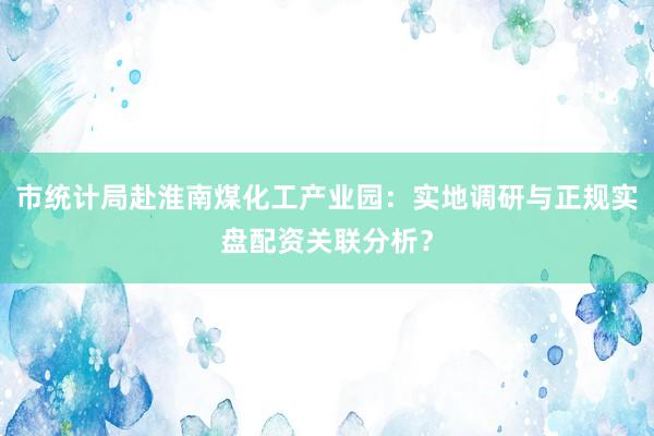 市统计局赴淮南煤化工产业园：实地调研与正规实盘配资关联分析？