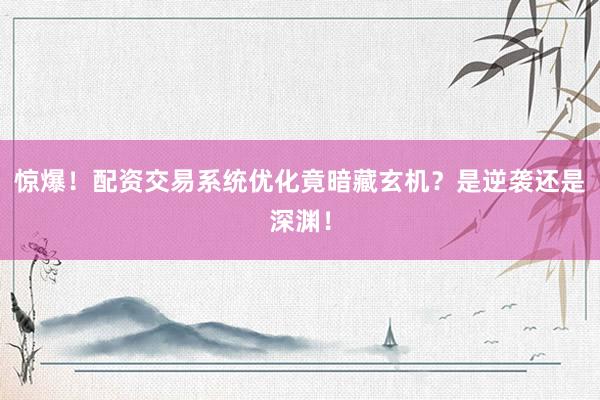惊爆！配资交易系统优化竟暗藏玄机？是逆袭还是深渊！