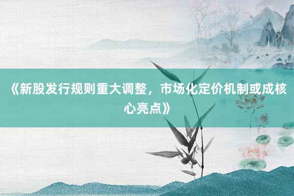 《新股发行规则重大调整，市场化定价机制或成核心亮点》