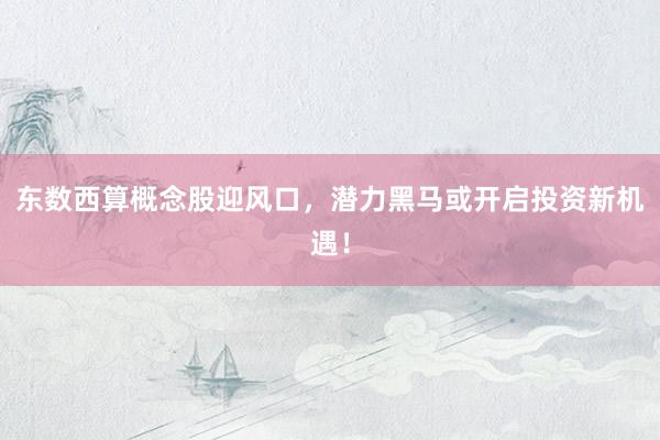 东数西算概念股迎风口，潜力黑马或开启投资新机遇！