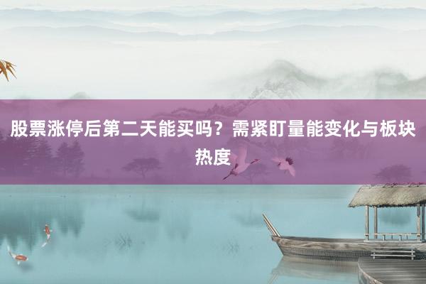 股票涨停后第二天能买吗？需紧盯量能变化与板块热度
