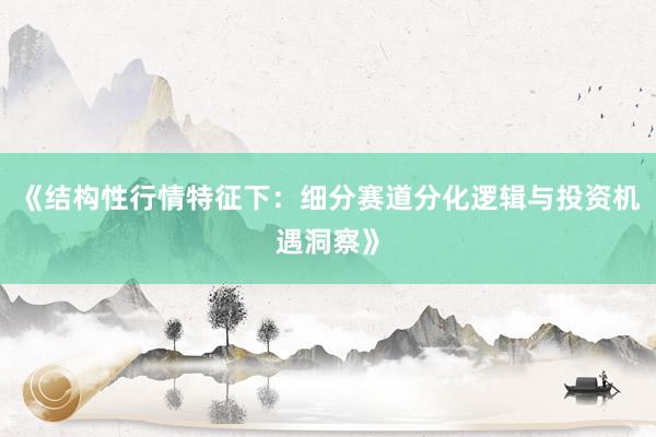 《结构性行情特征下：细分赛道分化逻辑与投资机遇洞察》
