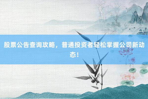 股票公告查询攻略，普通投资者轻松掌握公司新动态！