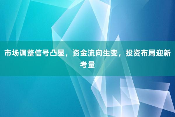 市场调整信号凸显，资金流向生变，投资布局迎新考量
