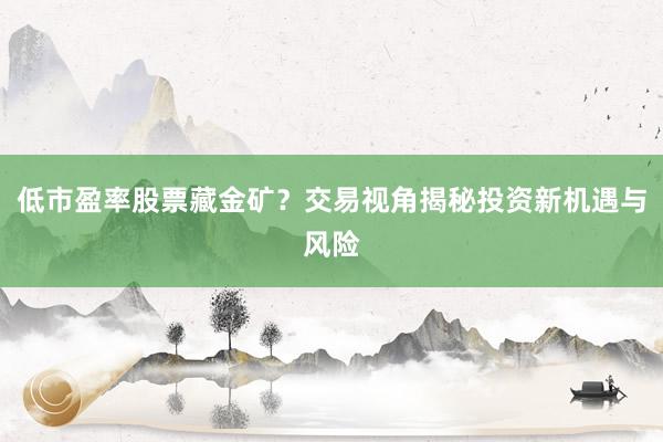 低市盈率股票藏金矿？交易视角揭秘投资新机遇与风险