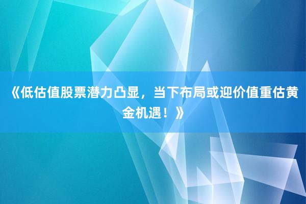 《低估值股票潜力凸显，当下布局或迎价值重估黄金机遇！》