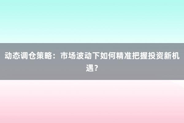 动态调仓策略：市场波动下如何精准把握投资新机遇？