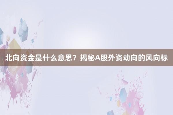 北向资金是什么意思？揭秘A股外资动向的风向标