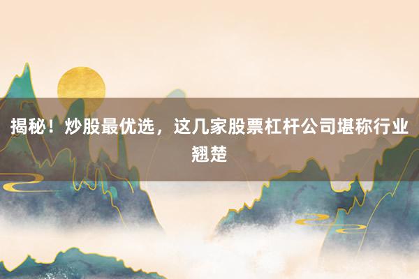 揭秘！炒股最优选，这几家股票杠杆公司堪称行业翘楚
