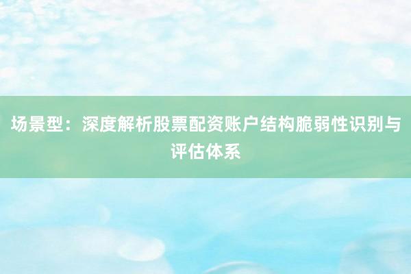 场景型:深度解析股票配资账户结构脆弱性识别与评估体系